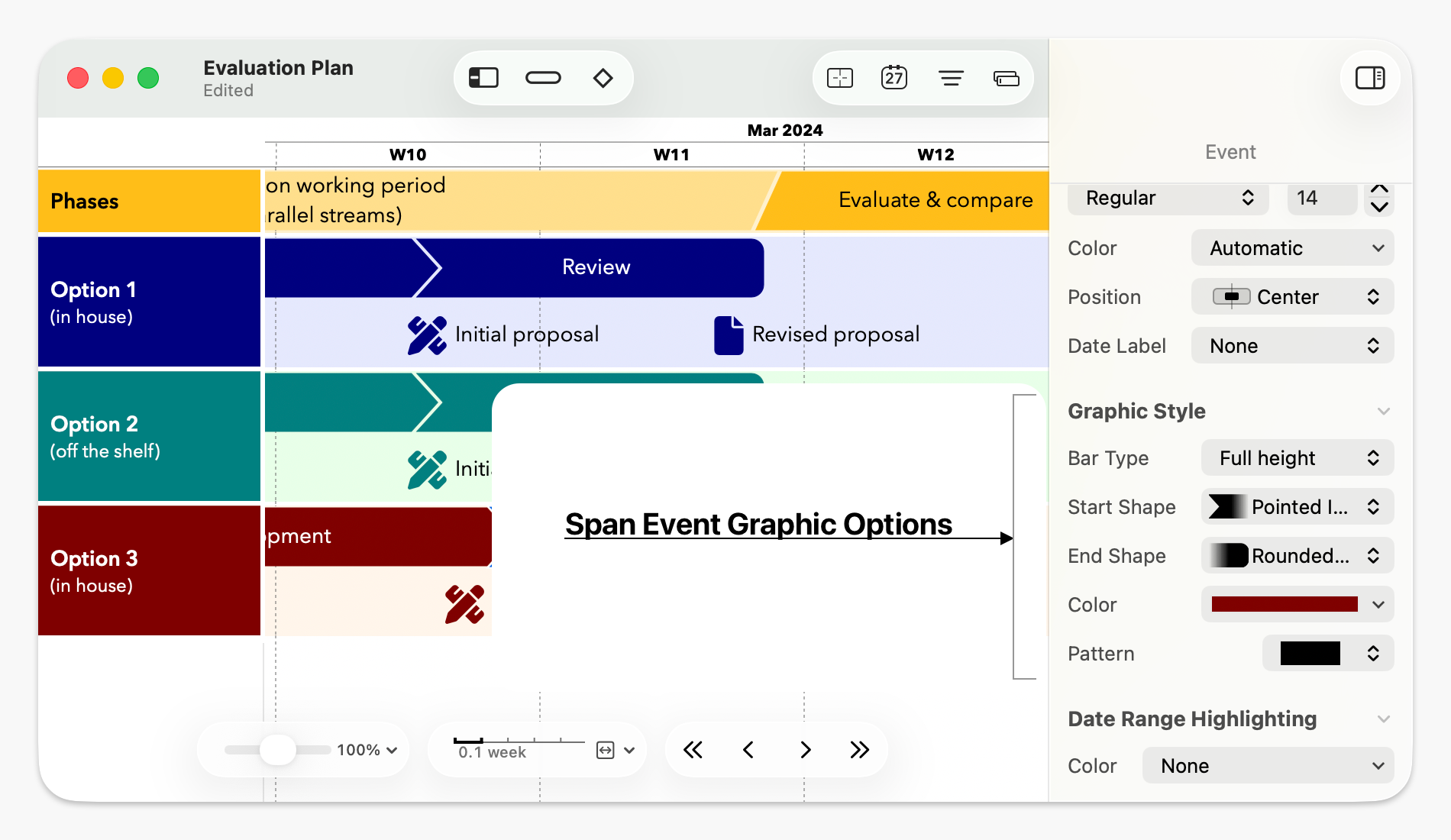 Span Event Inspector Options