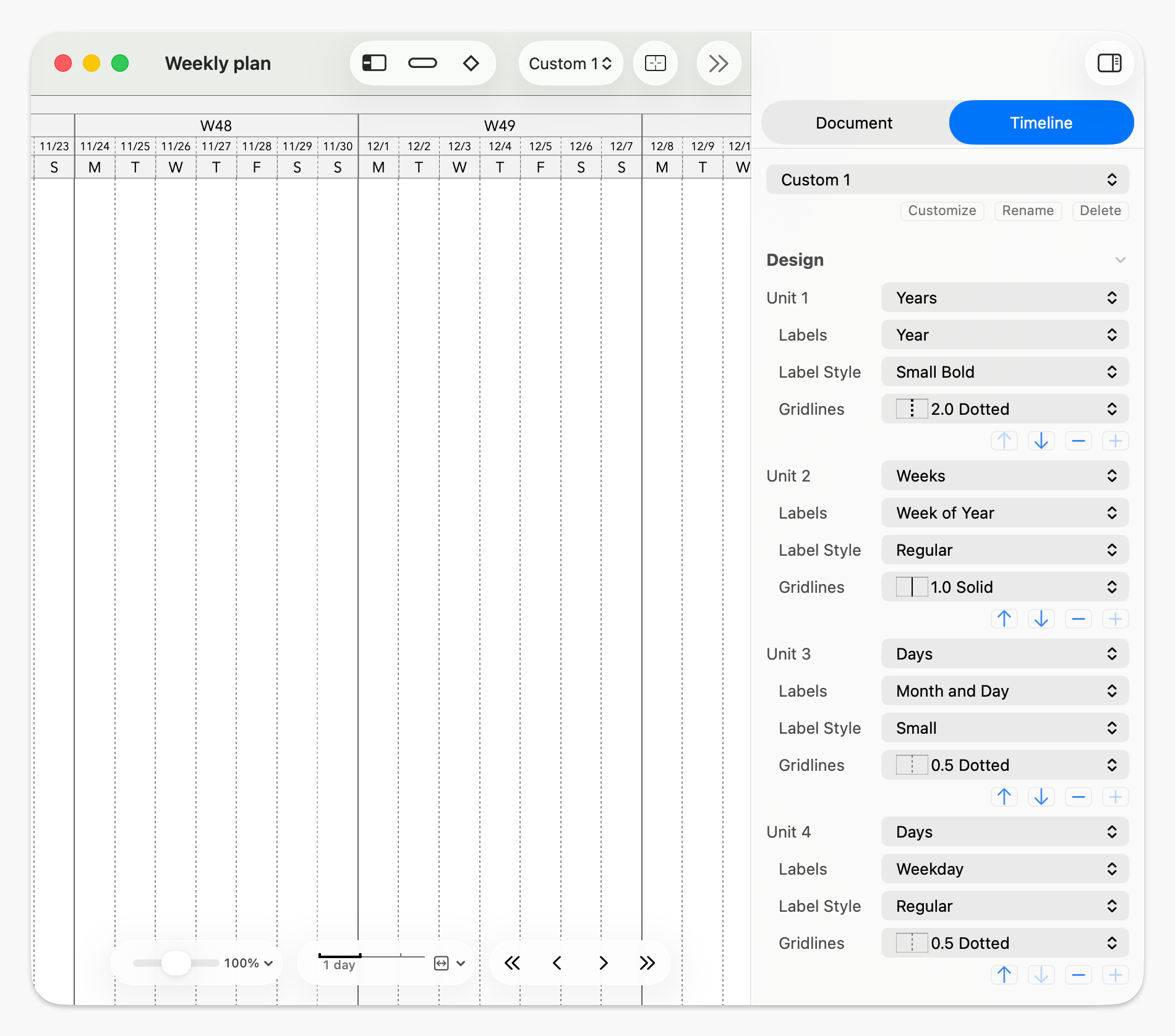 The top of the Timeline Inspector