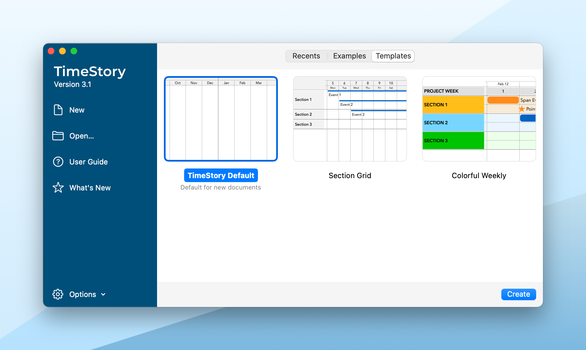 The template picker