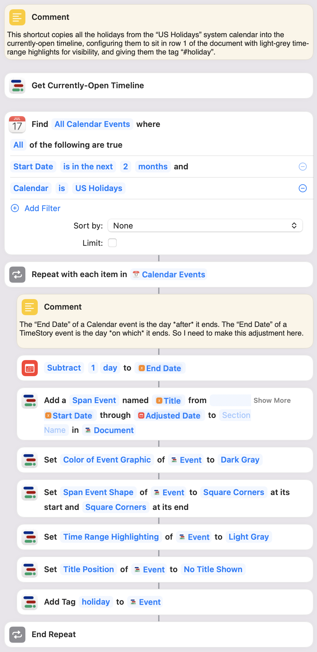 Shortcut listing, as a screenshot of the Shortcuts app