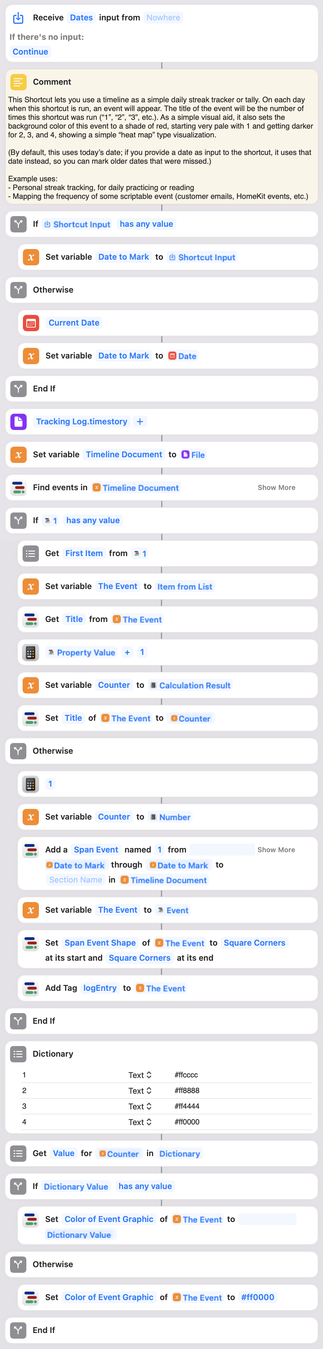 Shortcut listing, as a screenshot of the Shortcuts app