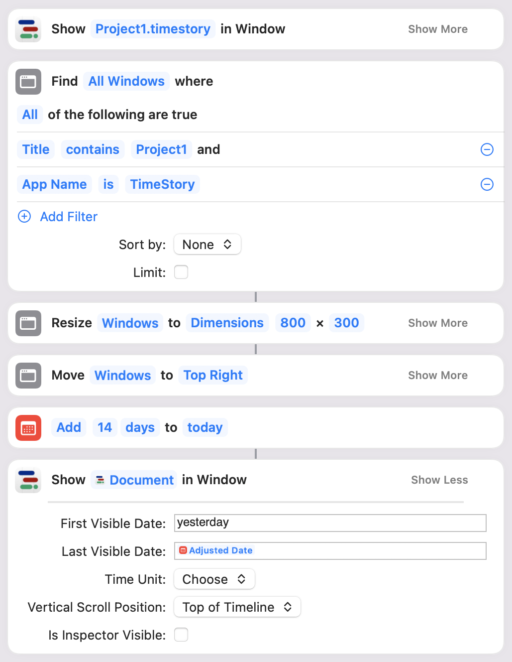 Shortcut listing, as a screenshot of the Shortcuts app